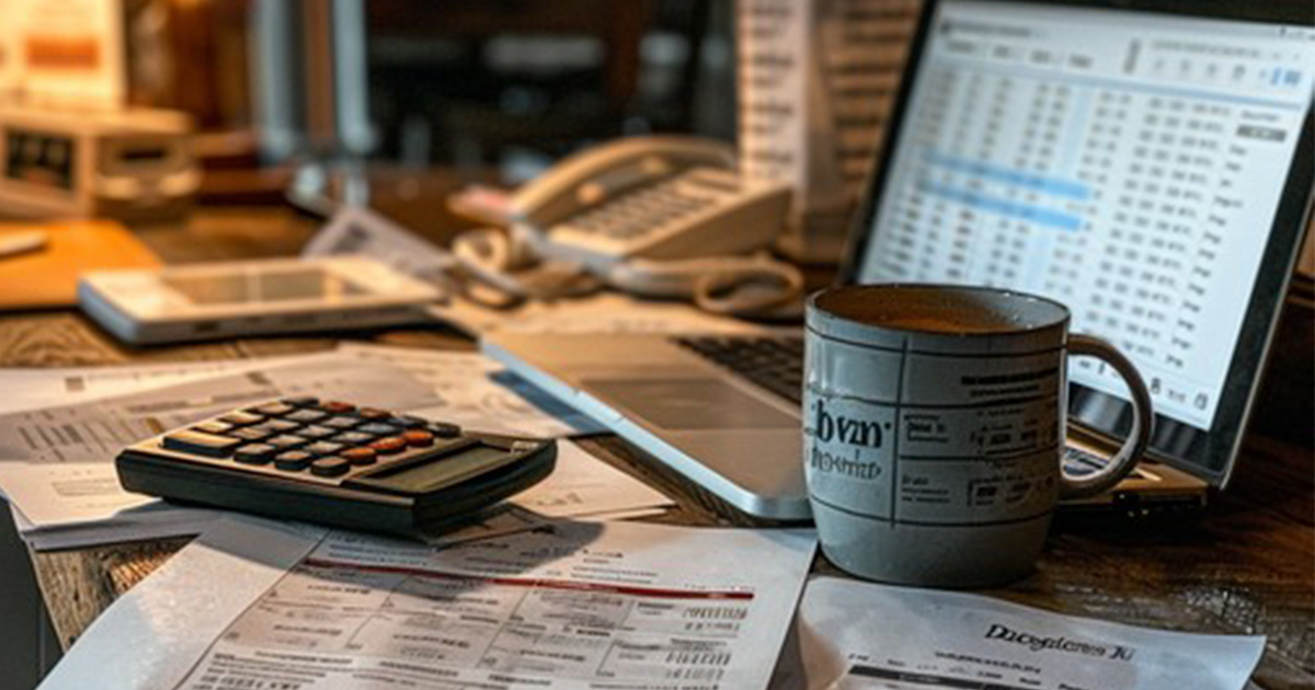 Commercial sign estimate worksheet, project drawings, and handwritten notes spread across a desk during the estimating process.